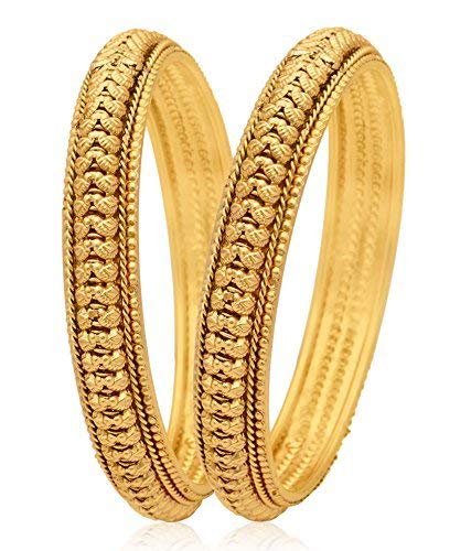 Yellow Chimes 2 PCS Exclusive Broad Hand Crafted Antique designer Traditional Bangles For Women&Girls (2.4)