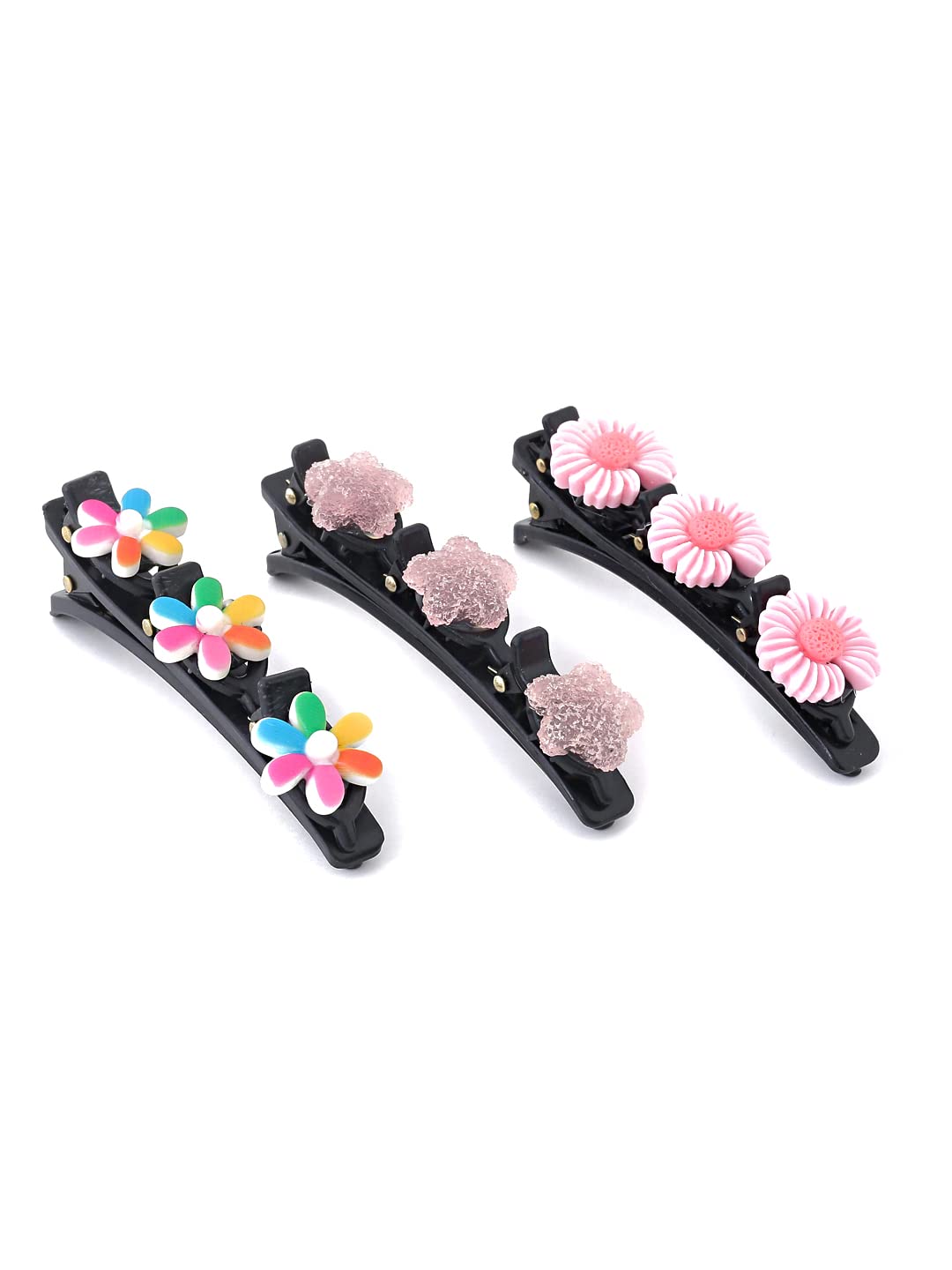 Melbees by Yellow Chimes Hair Clips for Girls 3 Pcs Hairclip Cute Floral Charms Hair Clips for Girls Alligator Hair Clip for Kids and Girls Hair Accessories.