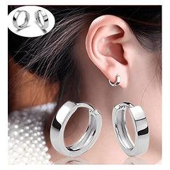 Yellow Chimes Elegant Latest Fashion Combo of Three Pairs Stainless Steel Gold Silver Black Huggie Hoops Earrings for Men and Women, Medium (YCFJER-433HUGI-C-MC)