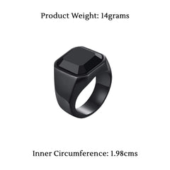 Yellow Chimes Black Rings For Men | Pack of 1 Stainless Steel Men Ring | Full Black Crystal studded Finger Ring for Boys | Ideal Gift For Men and Boys