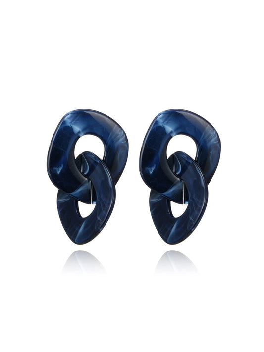 Yellow Chimes Earrings for Women and Girls Drop Earrings for Girls | Acrylic Dark Blue Link Chain Statement Drop Earrings | Birthday Gift for girls and women Anniversary Gift for Wife