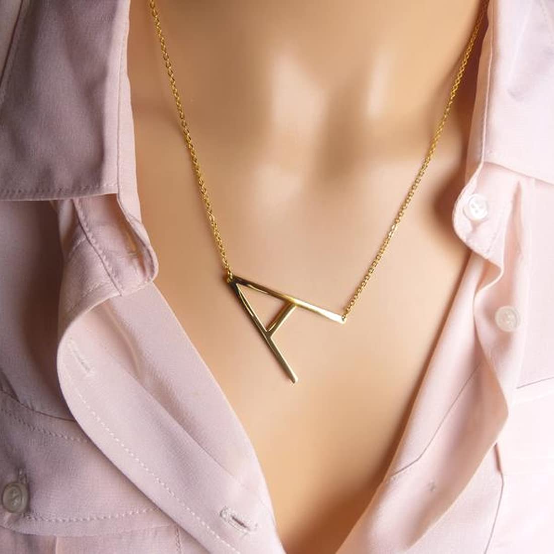 Yellow Chimes Alphabet Necklace for Women Initial Letter Alphabet A Pendant Stainless Steel Gold Plated Chain Pendant Necklace for Women and Girls.