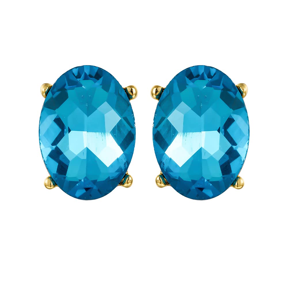 Yellow Chimes Moxie Collection Multi-color Crystal Stud Earrings For Women & Girls (Blue)