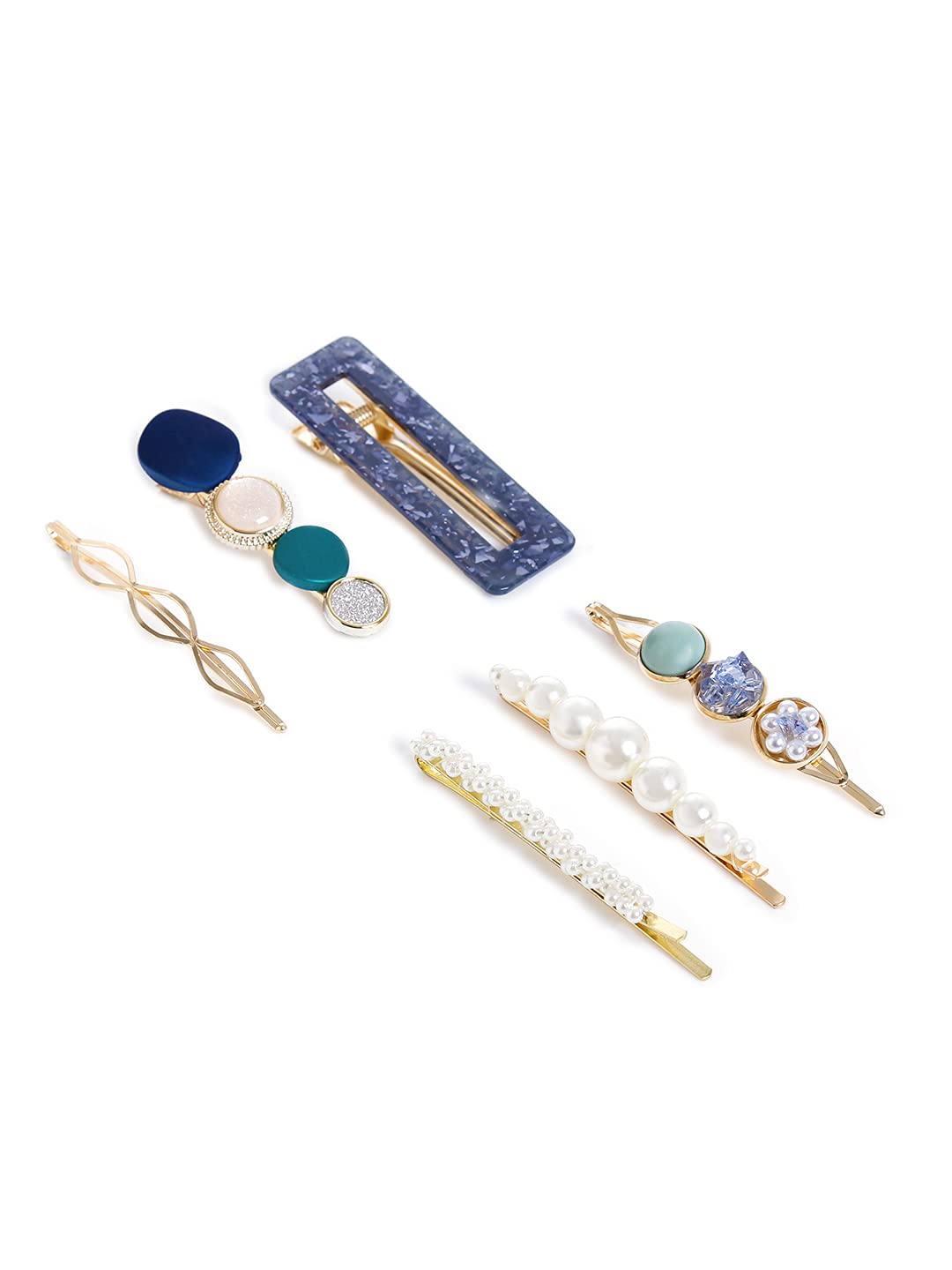 Yellow Chimes Hair Clips for Women 6 Pcs Hairclips for Girls Acrylic Resin Pearl Bobby Pins Fashion Hair Pins Hair Accessories for Women and Girls.