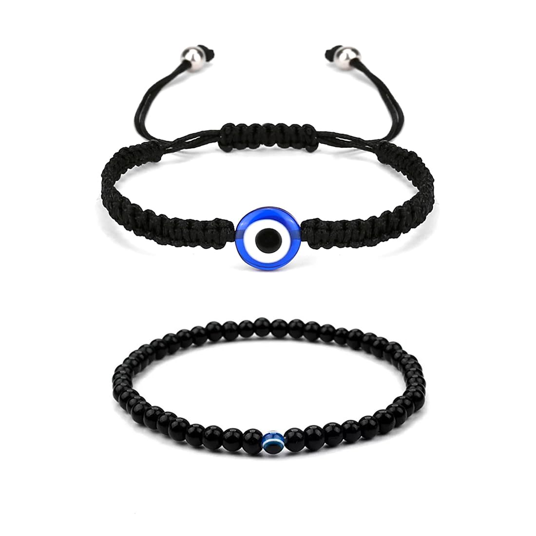 Yellow Chimes Bracelet for Men and Women | 2 Pcs of Black Beads Evil Eye Nazariya Style Bracelets for Boys and Girls | Birthday Gift for Girls and Women Anniversary Gift for Wife and Husband