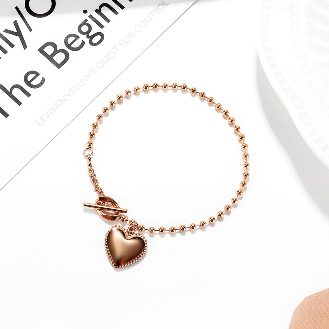 Yellow Chimes Bracelet for Women and Girls Rose Gold Bracelets for Women and Girls | Western Style Stainless Steel Heart Charm Chain Bracelet | Birthday Gift For girls and women Anniversary Gift for Wife