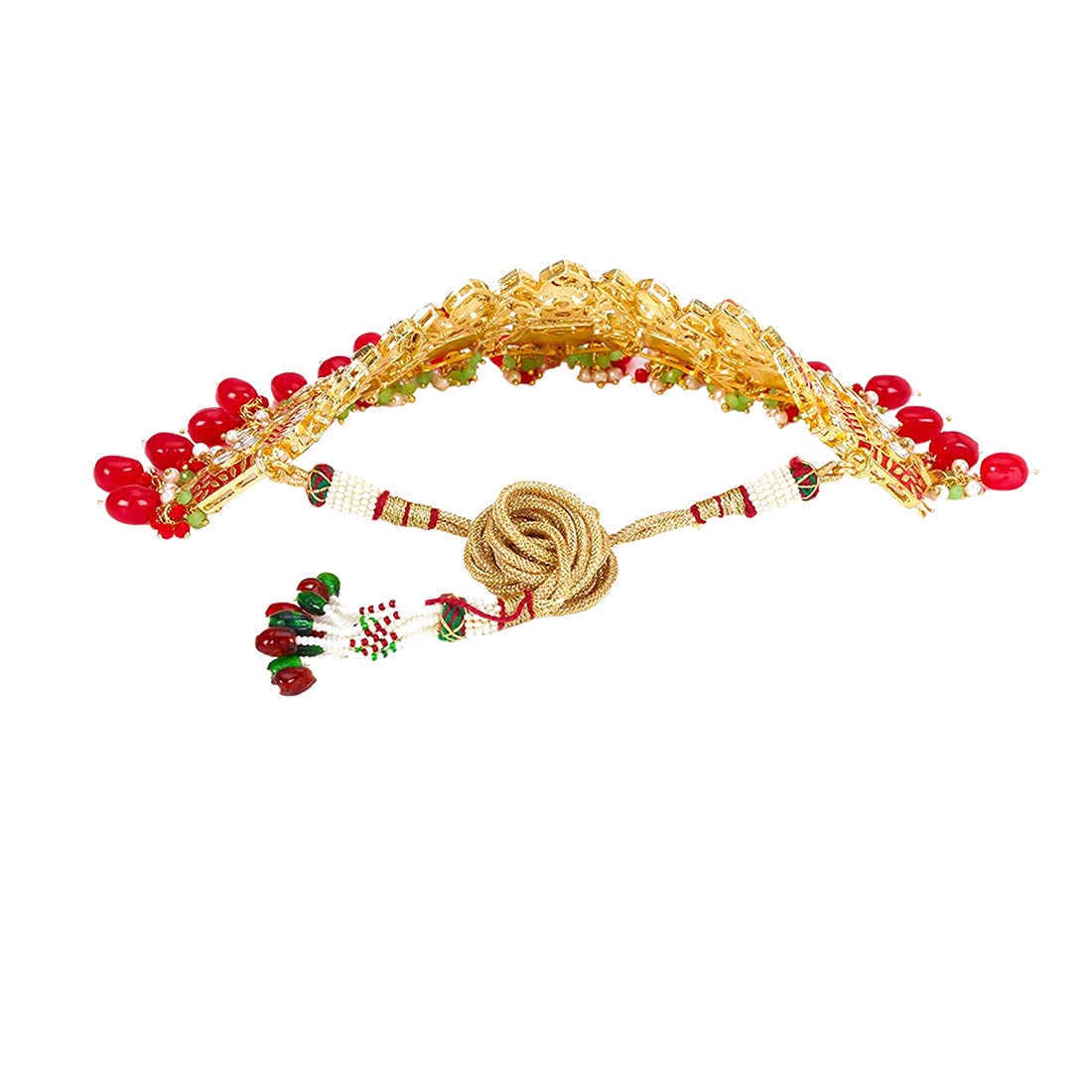 Yellow Chimes Ethnic Gold Plated Kundan Red Beads Design Jewellery Set Multicolour Meenakari Choker Necklace Set with Earrings and maang Tikka for Women and Girls