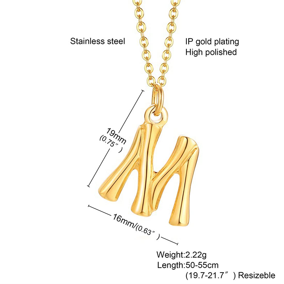 Yellow Chimes Latest Fashion Stainless Steel 18K Gold Plated Initial Pendant with Alphabet M for Women and Girls (YCFJPD-M363INI-GL)