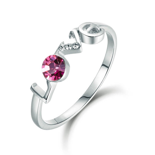 Yellow Chimes Crystals from Swarovski Red Valentine Proposal Ring for Women and Girls