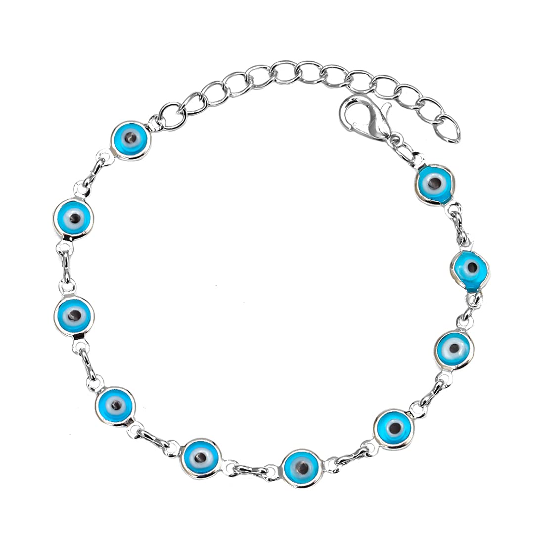 Yellow Chimes Evil Eye Bracelet for Women Evil Eye Beads Bracelet Silver Plated Adjustable Hand Charm Unisex Bracelet for Men and Women.