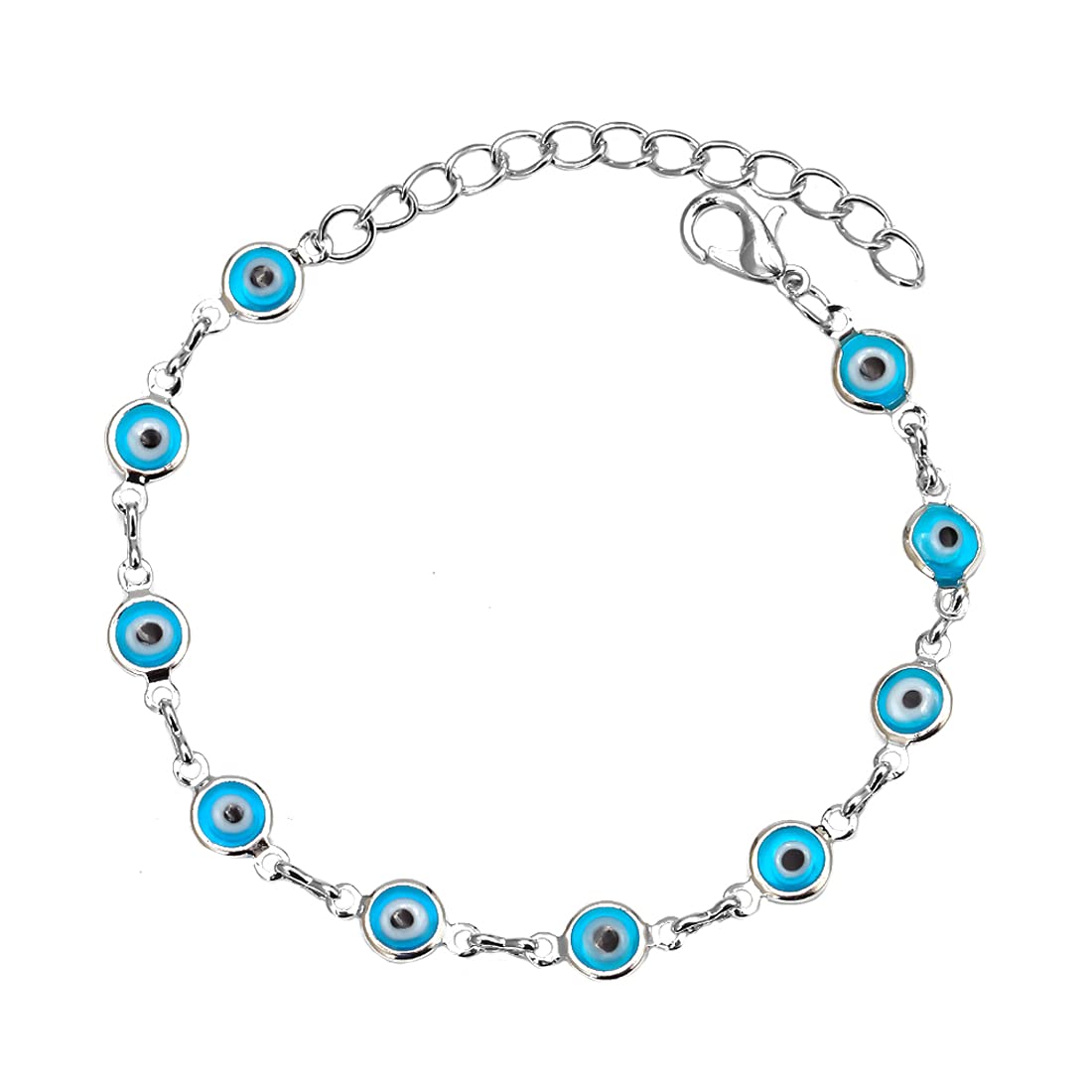 Kairangi Evil Eye Bracelet for Women Evil Eye Beads Bracelet Silver Plated Adjustable Hand Charm Unisex Bracelet for Men and Women.