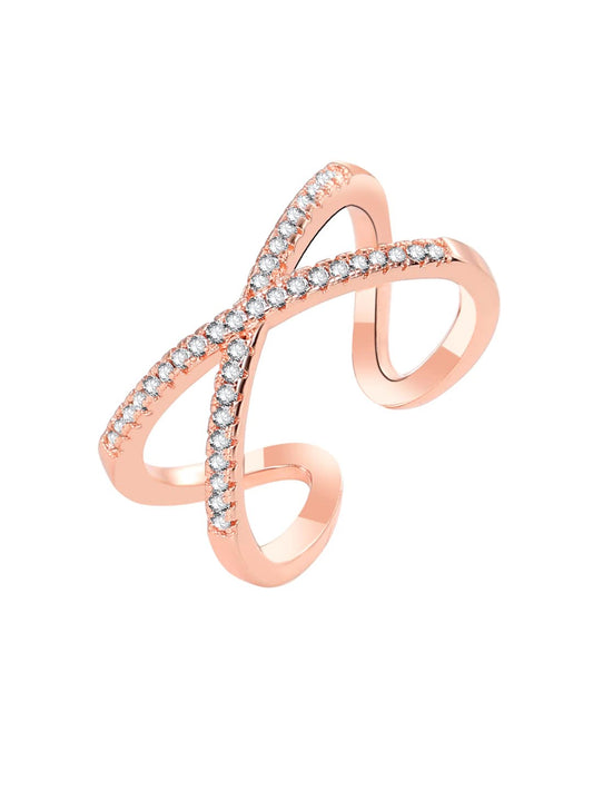 Yellow Chimes Rings for Women and Girls Rosegold Ring | Crystal Studded Rosegold Plated Adjustable Finger Ring for Women | Birthday Gifts For Women Valentine Gift for Girls