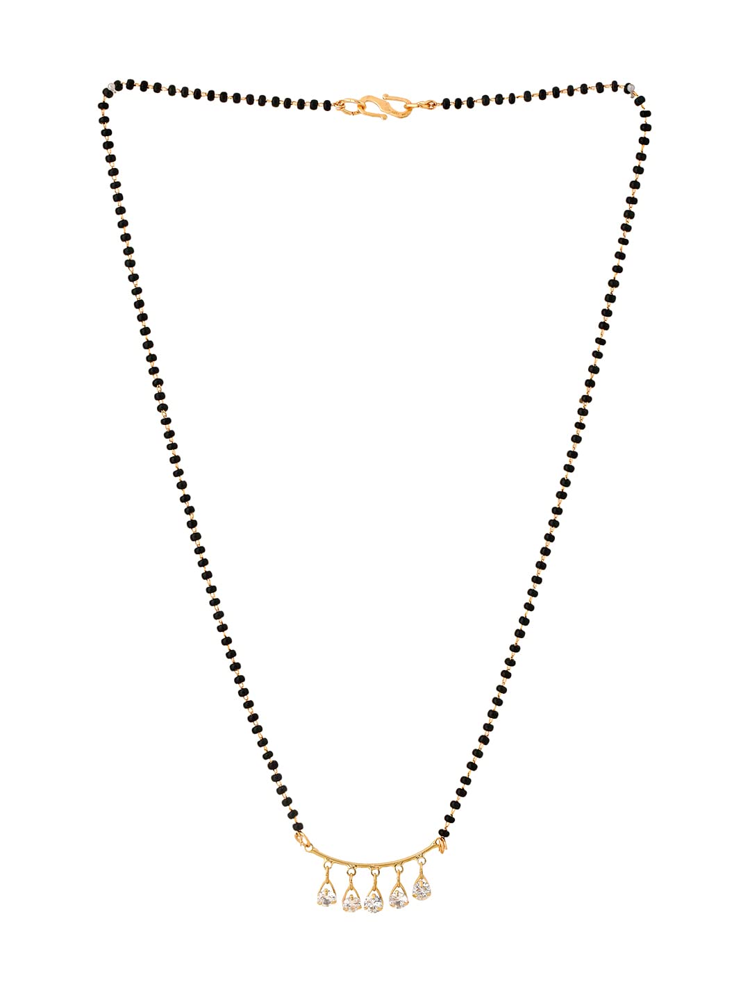 Yellow Chimes Mangalsutra for Women AD/American Diamond Studded Black Beads Mangalsutra for Women and Girls (ADMS 4)