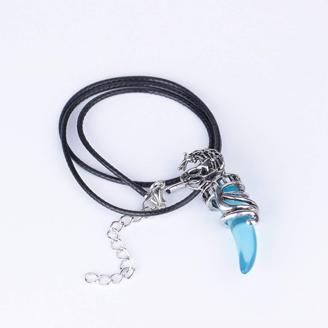 Yellow Chimes Pendant for Men 2 PCs Combo Men Pendant Blue Black Crystal Wolf Tooth Evil Spirits Leather Rope Pendant for Men and Women.