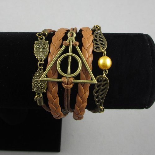 Yellow Chimes Harry Potter Bracelet for GirlsHarry Potter Deathly Hallows Snitch Ball Unisex Leather Bracelet for Girls and Boys.