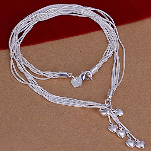 Yellow Chimes Choker Necklace for Women Silver Plated Hanging Heart Charms Layered Chain Necklace for Women and Girls