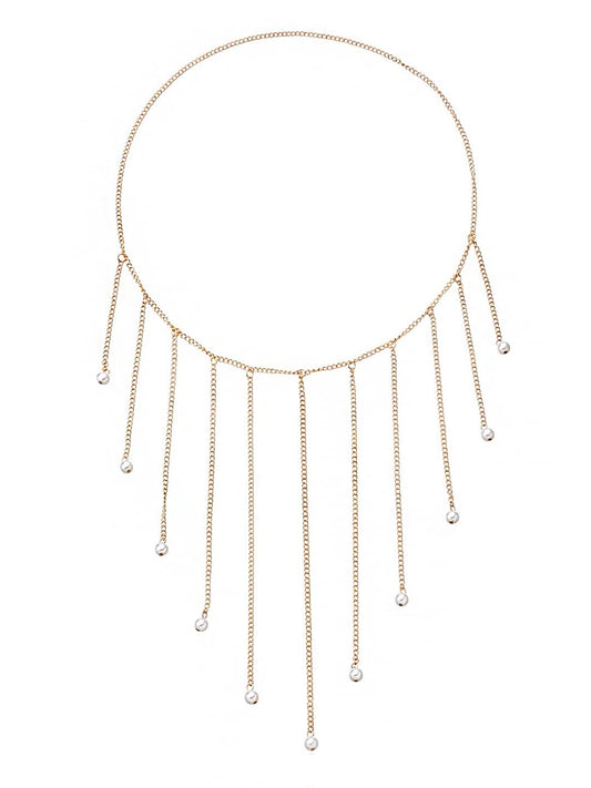 Yellow Chimes Head Chain For Women Gold Toned Crystal Studded Head Chain For Women and Girls