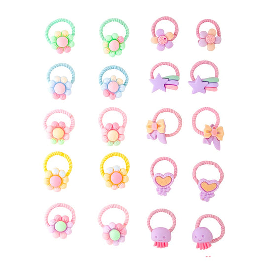 Melbees by Yellow Chimes Rubber Bands for Girls Kids Hair Accessories for Girls Hair Tie 20 Pcs Cute Characters Rubberbands for Kids Ponytail Holder For Baby Girls Toddlers