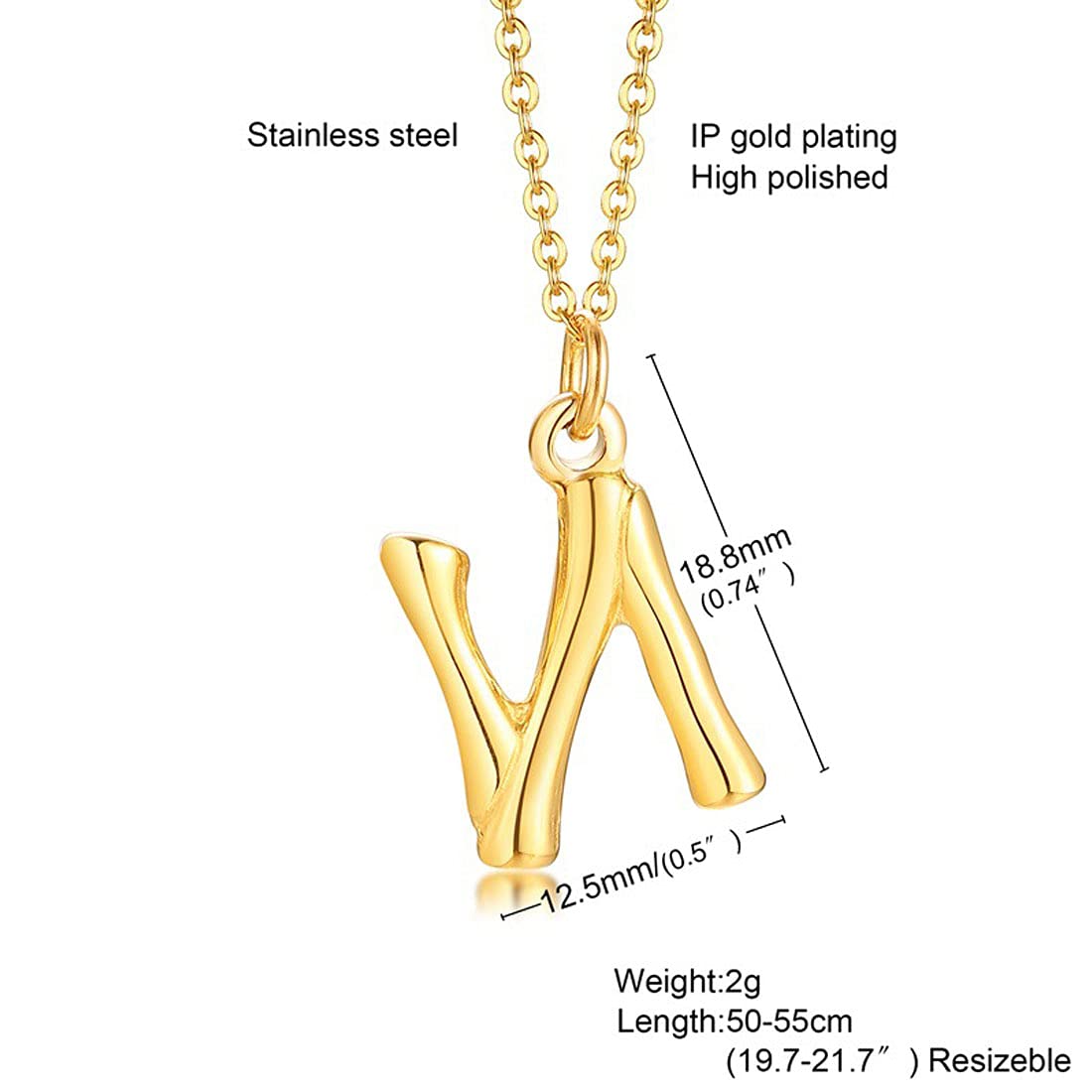 Yellow Chimes Latest Fashion Stainless Steel 18K Gold Plated Initial Pendant with Alphabet N for Women and Girls, Medium (Model: YCFJPD-N363INI-GL)