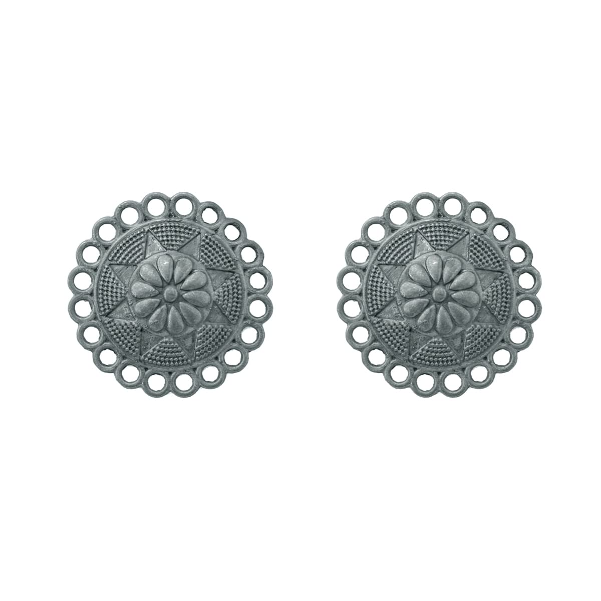 Yellow Chimes Earrings For Women Silver Oxidised Floral Designed Stud Earrings For Women and Girls