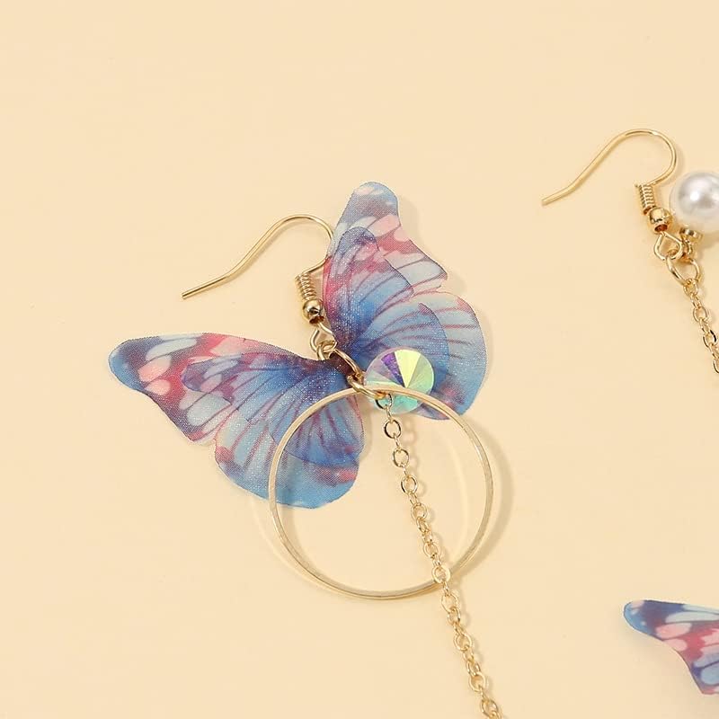 Kairangi Earrings For Women Blue Butterfly Attached Dangle Drop Earrings For Women and Girls