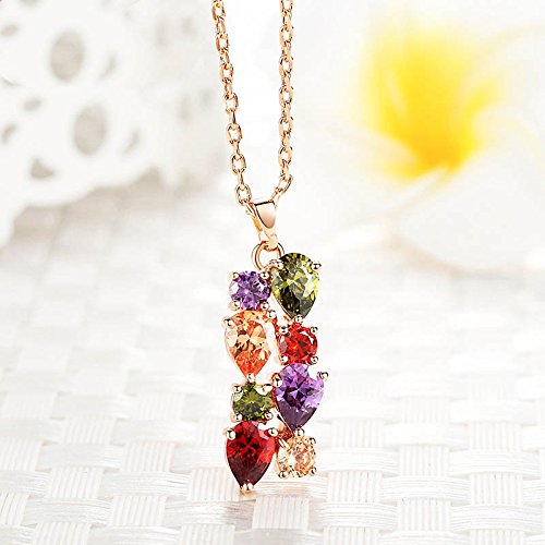 Yellow Chimes Chain Pendant for Women Multicolor Pendant Swiss Cubic Zirconia 18K Rose Gold Plated Pendant for Women and Girls.