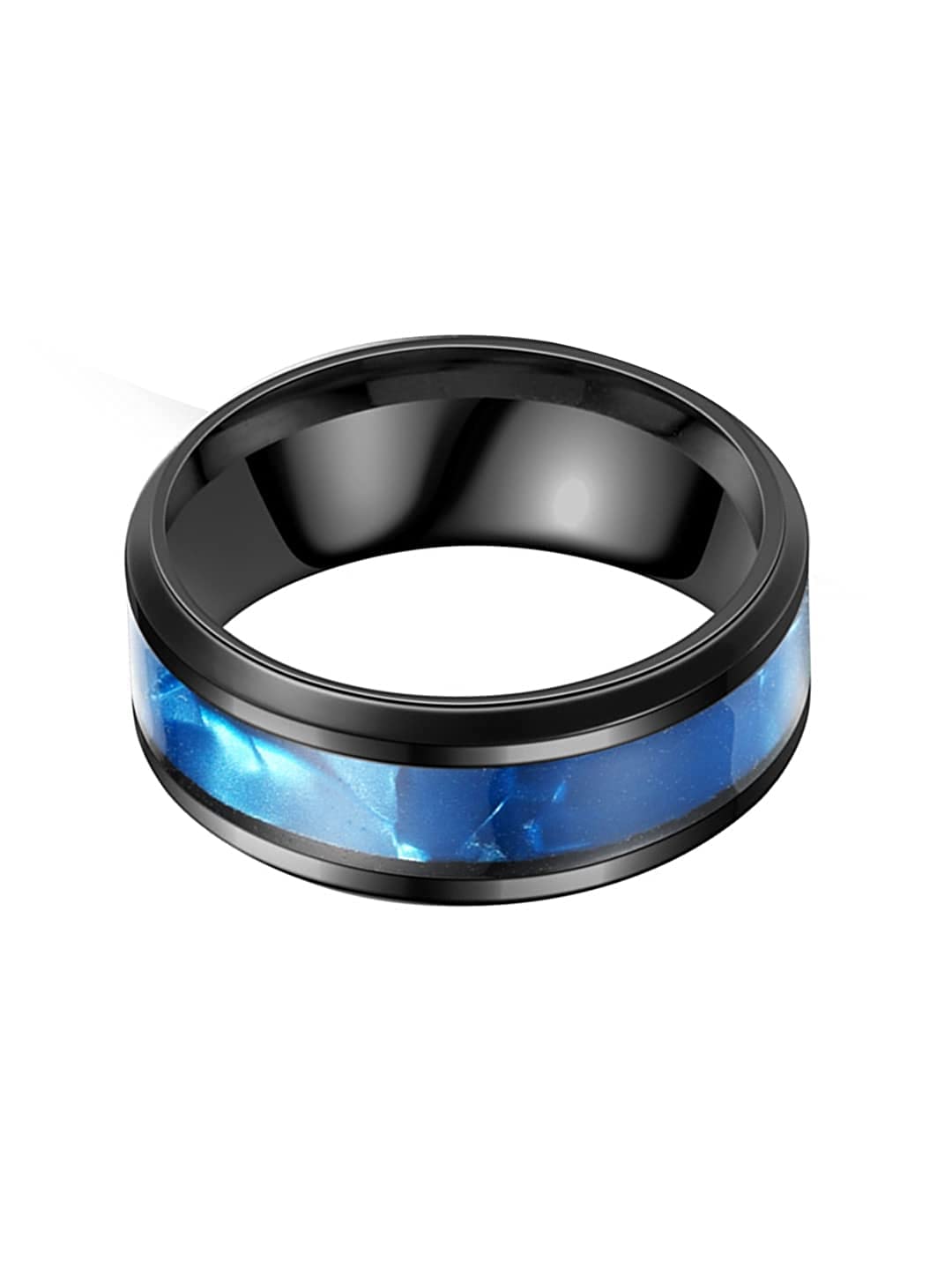 Yellow Chimes Ring For Men Black Bands Rings Platinum Plated Titanium Steel Never Fading Ring For Men and Boys