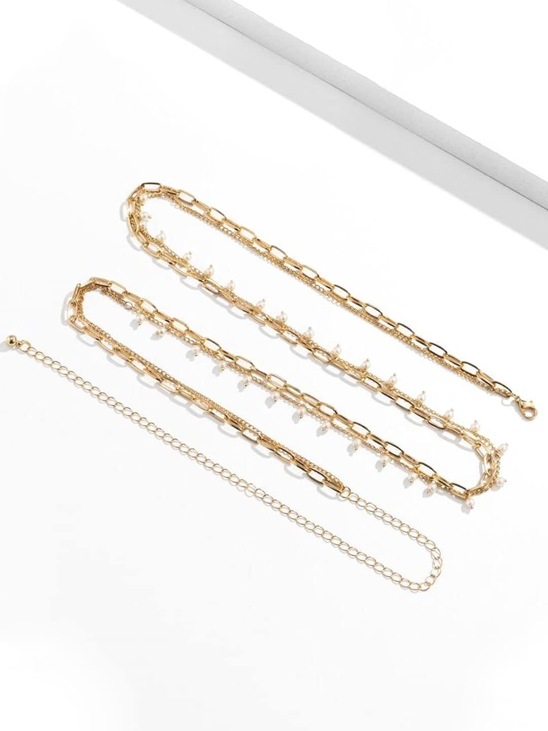 Yellow Chimes Waist Chain for Women Pearl Studded Dual Layer Waist Chain for Women and Girls