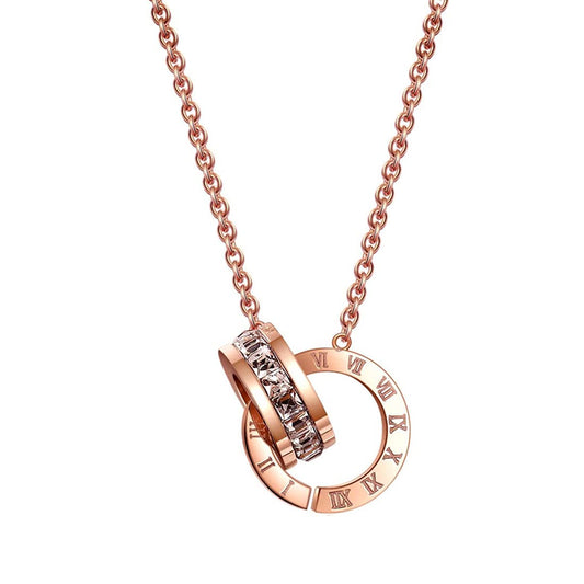 Yellow Chimes Pendant for Women Stainless Steel 18K Rose Gold Plated Roman Numericals Engraved Statement Style Chain Pendant for Women and Girls.