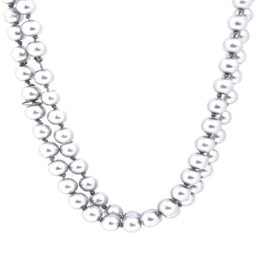 Yellow Chimes Latest Fashion Pearl Multilayer Long Necklace for Women & Girls (Grey)