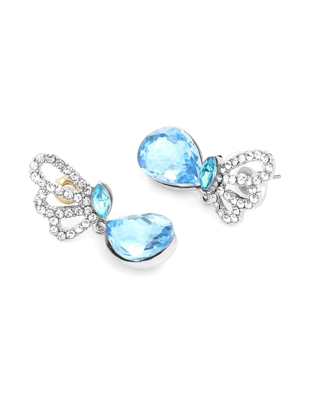 Kairangi Drop Earrings for Women Blue Crystal Butterfly Drop Earrings Silver Plated Splendid Drop Earrings for Women and Girls