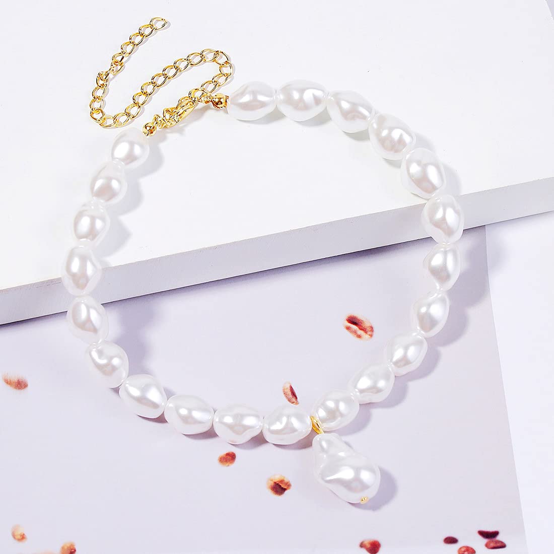 Yellow Chimes Choker Necklace for Women White Pearl Choker Necklace Fashion Looks Choker Necklace for Women and Girls.