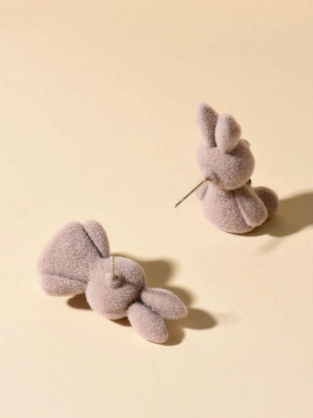 Yellow Chimes Earring For Women dramatic Light Brown Rabbit Shape Soft Cloth Material Small Stud Earrings For Girls and Womens