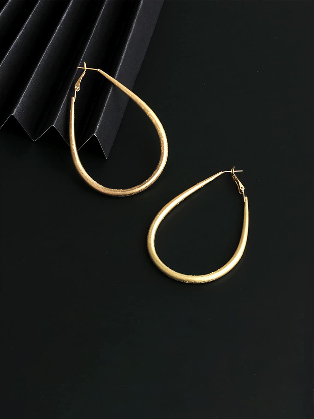 Yellow Chimes Earrings for Women and Girls Hoop Earrings for Girls| Gold Plated Oval Shaped Hoop Earrings | Birthday Gift for girls and women Anniversary Gift for Wife