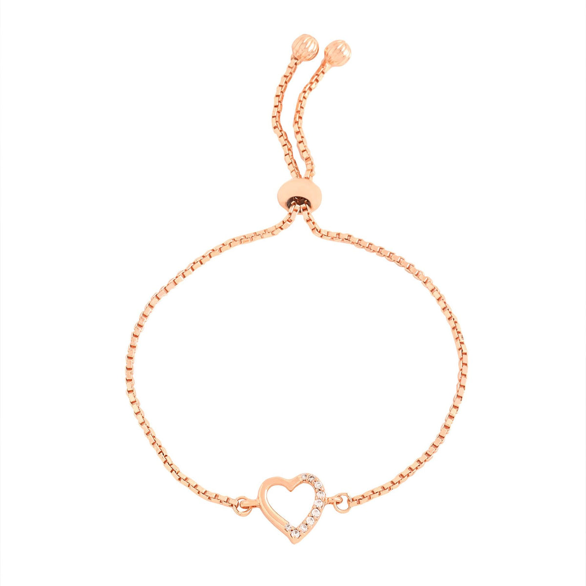 Yellow Chimes Bracelet for Women & Girls Fashion Rosegold Pearl Bracelets for Women | RoseGold Plated Heart Shaped Chain Bracelet | Birthday Gift For Girls & Women Anniversary Gift for Wife
