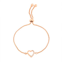 Yellow Chimes Bracelet for Women & Girls Fashion Rosegold Pearl Bracelets for Women | RoseGold Plated Heart Shaped Chain Bracelet | Birthday Gift For Girls & Women Anniversary Gift for Wife