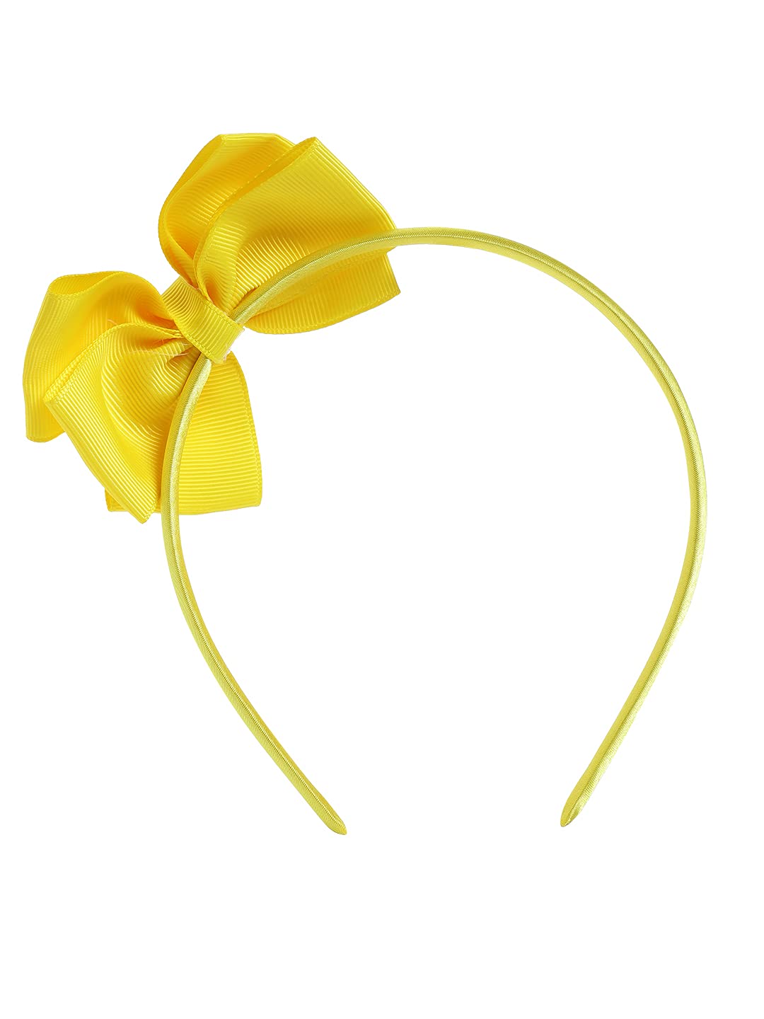 Melbees by Yellow Chimes Set of Hair Accessories Set of Bow Hair Band, 1 PCS Bow Hair Clips, 4 PCS Tic-Tac Hair Clips and 5 PCS Rubber Bands Pony Holders for Girls and Kids, Meduim (YCHASET-KD001-YL)