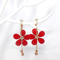 Kairangi Earrings for Women and Girls | Fashion Red Hoop and Dangler Earring | Gold Plated Hoops | Floral Shaped Western Earrings | Birthday Gift for Girls and Women Anniversary Gift for Wife