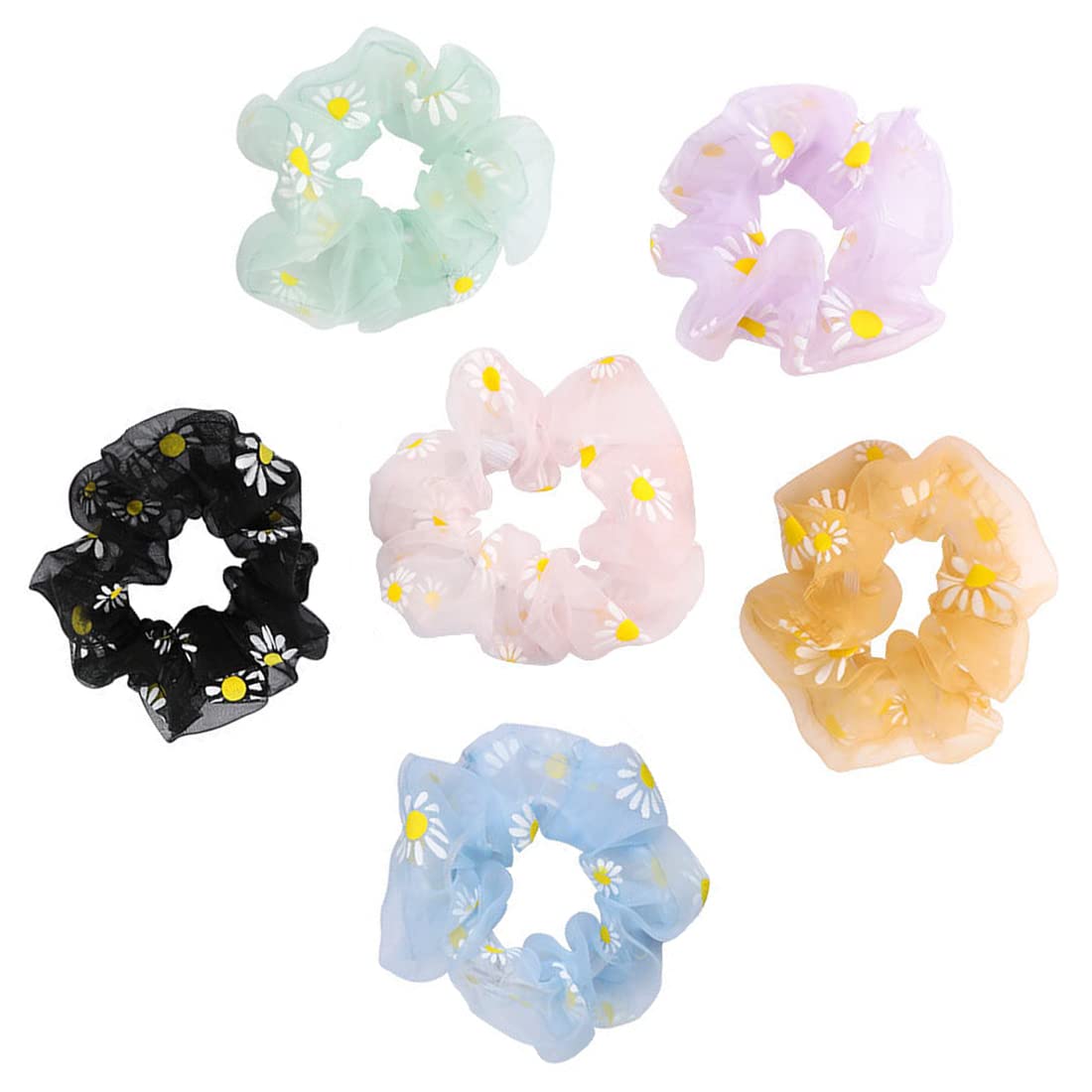 Yellow Chimes Scrunchies for Women Hair Accessories for Women 6 Pcs Net Fabric Scrunchies Set Rubber Bands Multicolor Scrunchie Ponytail Holders Hair Ties for Women and Girls Gifts for Women and Girls