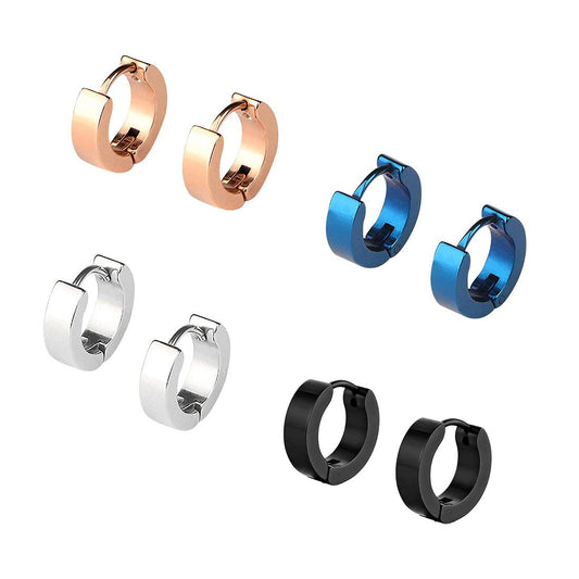 Yellow Chimes Hoop Earrings for Men Combo of 4 Pairs Stainless Steel Multicolor Huggie Hoops Earrings for Men and Women