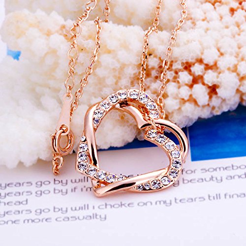 Yellow Chimes Rose Gold Pendant for Women Embracing Hearts-in-Love 18K Real Rose Gold Plated Crystal Pendant for Women and Girl's Valentine Gift for Girls