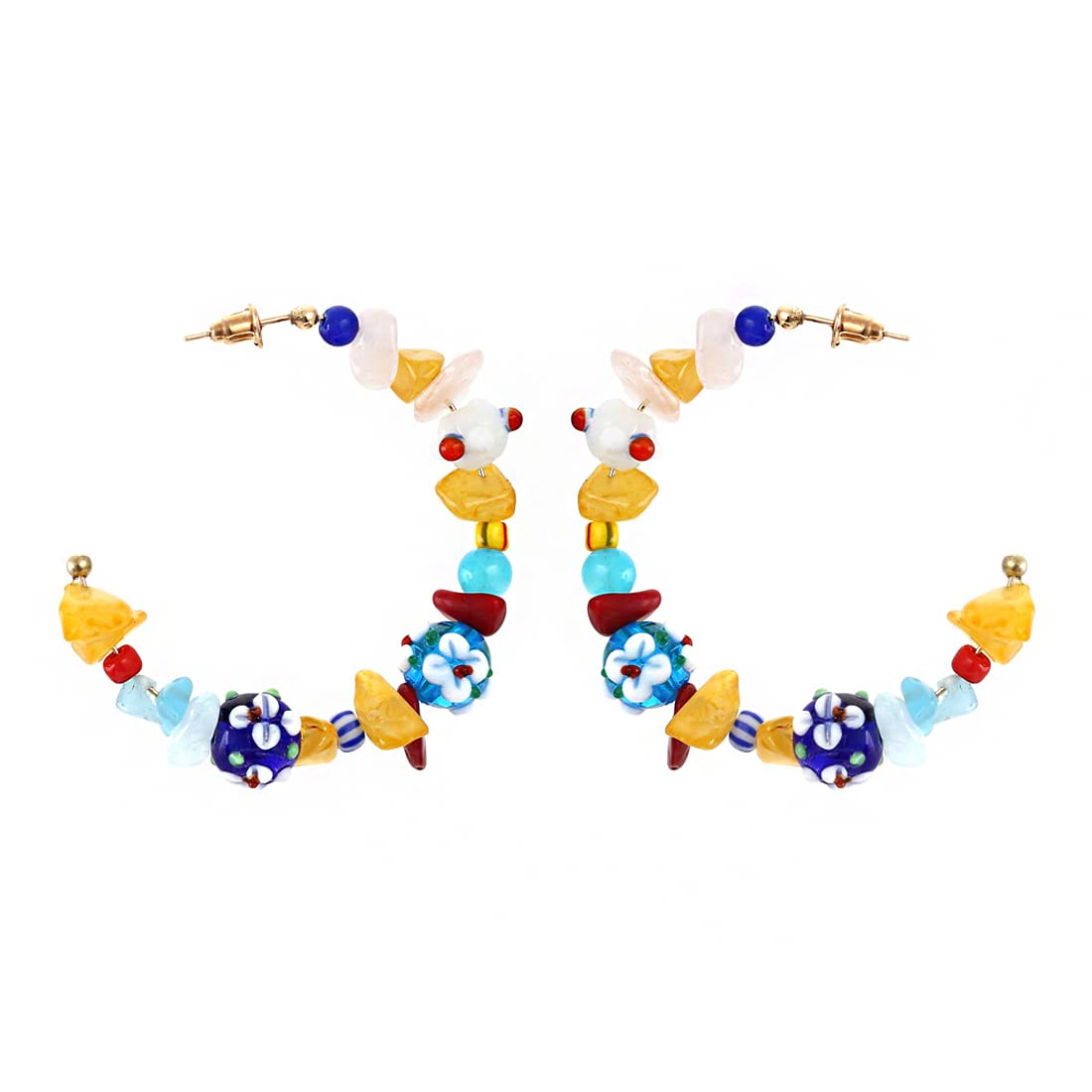 Yellow Chimes Earrings For Women Multicolor Bohemian Bead Hoop Earrings For Women and Girls