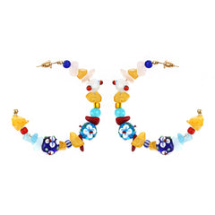 Yellow Chimes Earrings For Women Multicolor Beads Studded Hoop Earrings For Women and Girls