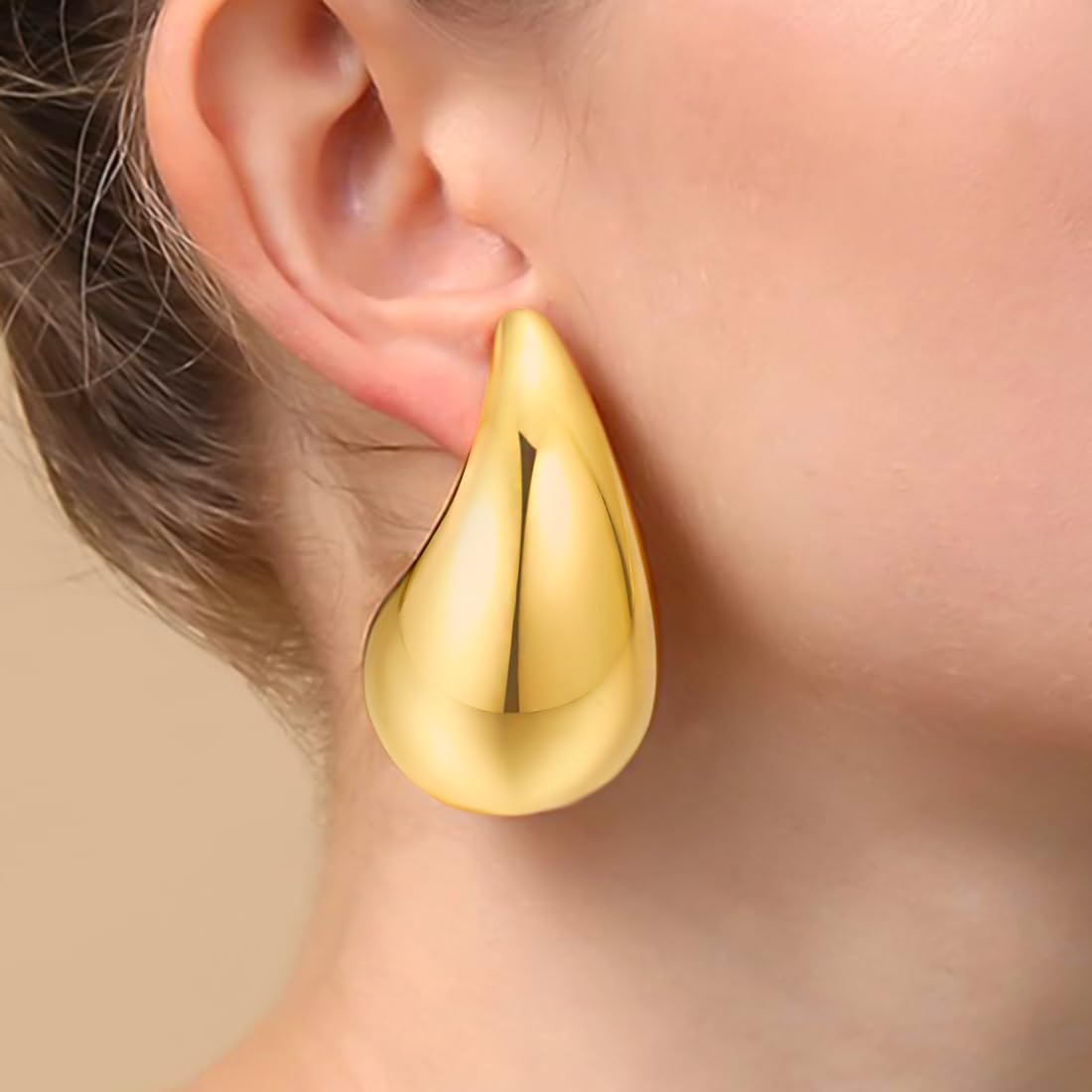 Yellow Chimes Earrings for Women and Girls Fashion Golden Hoop Stud Earrings | Gold Plated 2 Pairs Western Teardrop Studs Hoops Earrings | Birthday Gift for Girls & Women Anniversary Gift for Wife