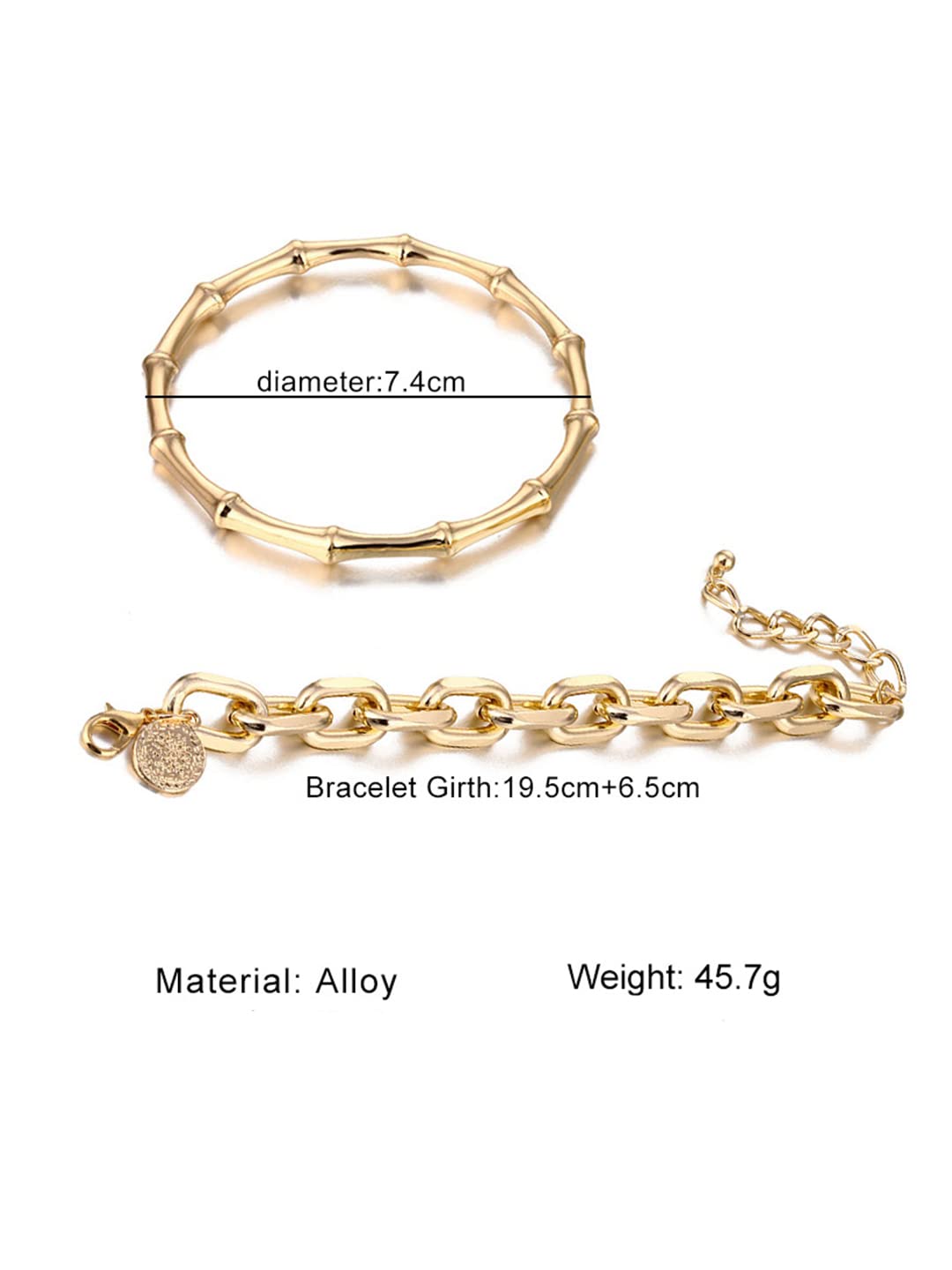 Yellow Chimes Combo Bracelets for Women Gold Plated 2 Pcs Adjustable Chain Bracelet Set for Women and Girls