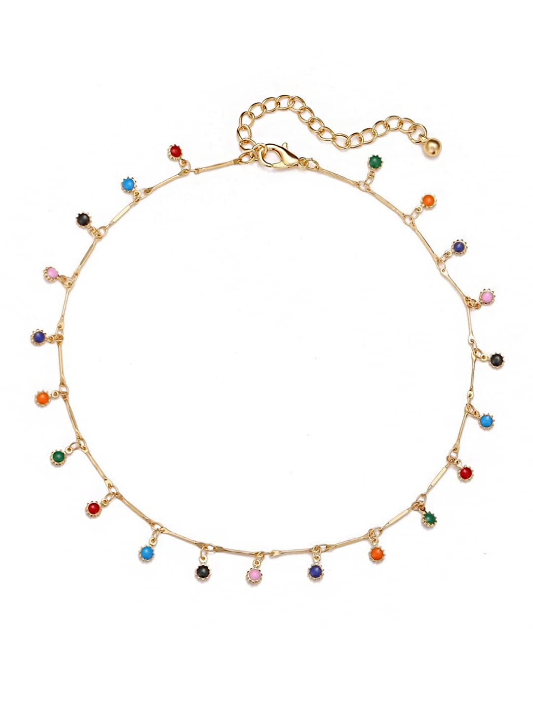 Yellow Chimes Necklace For Women Gold Plated Multicolor Stone Studded Chain Necklace For Women and Girls