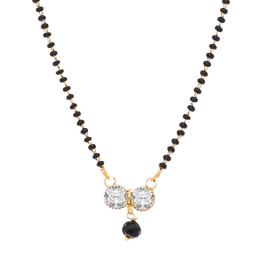 Yellow Chimes Mangalsutra for Women Gold Plated Black Beads Mangal Sutra Pendant Necklace for Women and Girls.