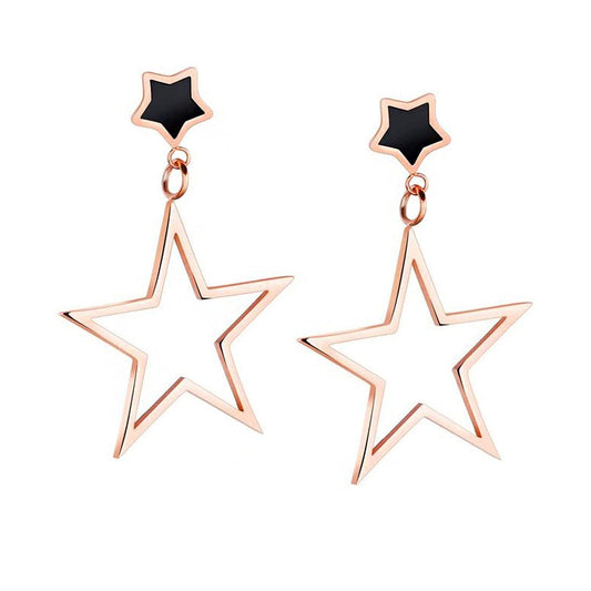 Kairangi Drop Earrings for Women Rose Gold Plated Stainless Steel Star Shaped Statement style Drop Earrings for Women and Girls