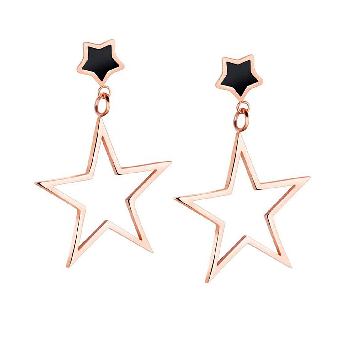 Yellow Chimes Drop Earrings for Women Rose Gold Plated Stainless Steel Star Shaped Statement style Drop Earrings for Women and Girls