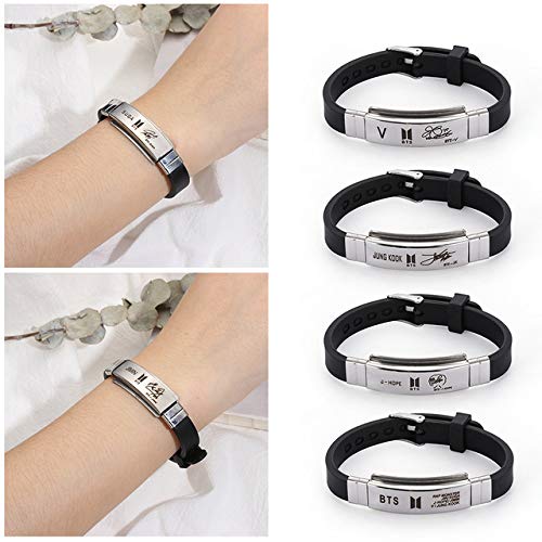 Yellow Chimes Bracelets for Girls and Boys BTS Bracelet for Girls & Boys Silver Toned BTS Band Exquisite Signature Jimin Bracelets | Stainless Steel Silicon Wristband Bracelet